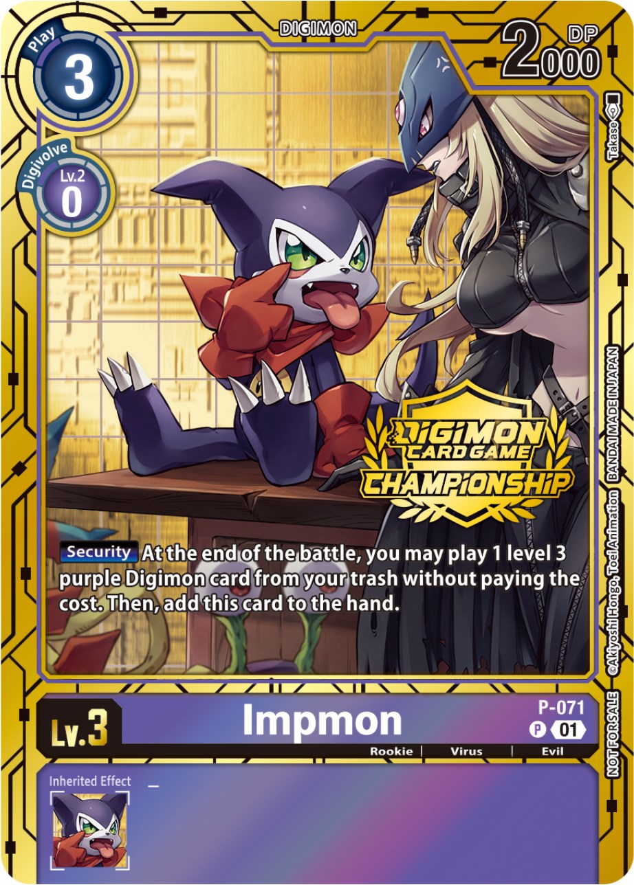 gold numbered digimon card Impmon (Championship 2023 Gold Card Set) [P-071] [Digimon Promotion Ca