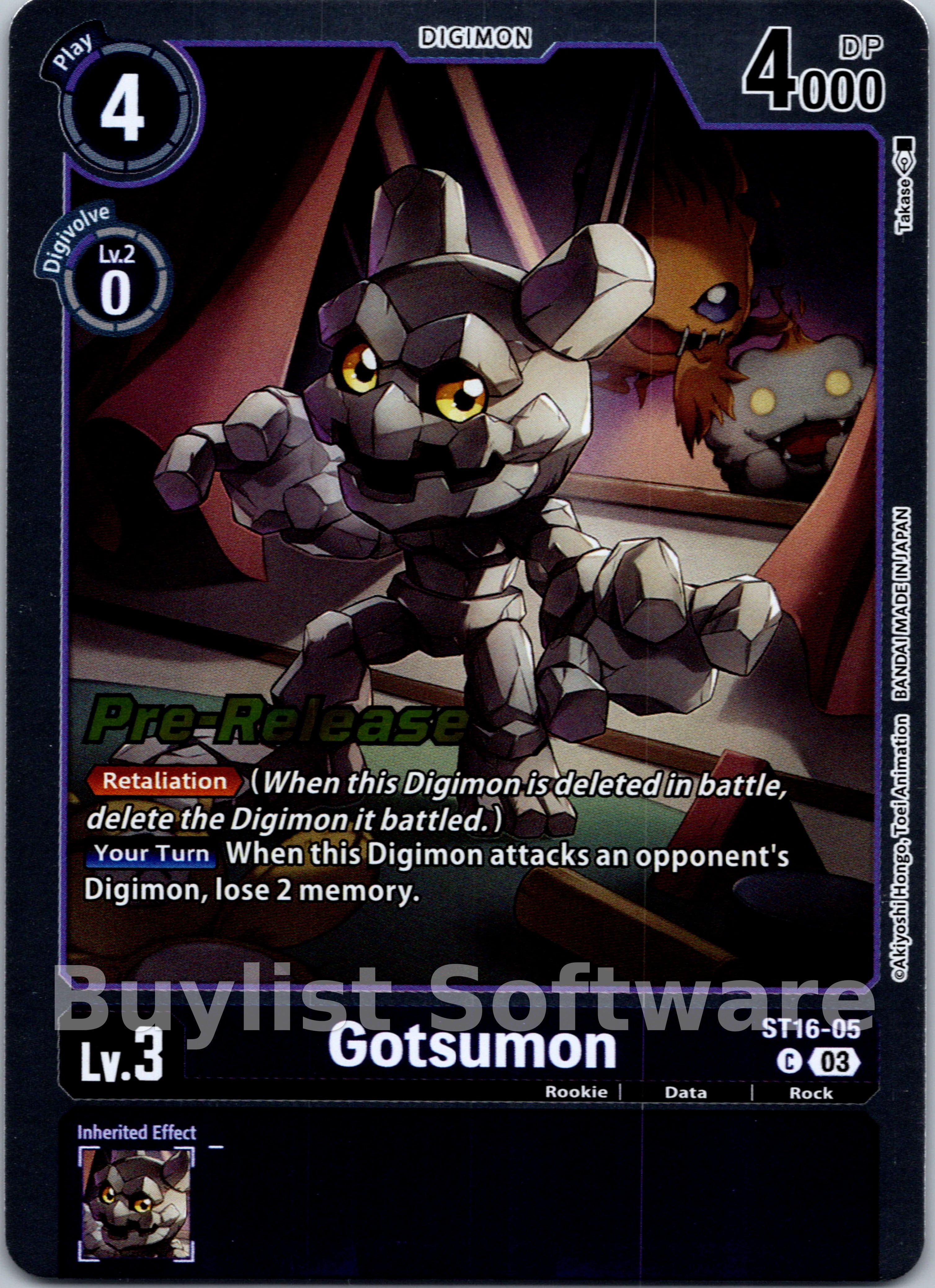 digimon card game wolf of friendship Gotsumon [ST16-05 C] [Starter Deck 16: Wolf of Friendship Pre-Release