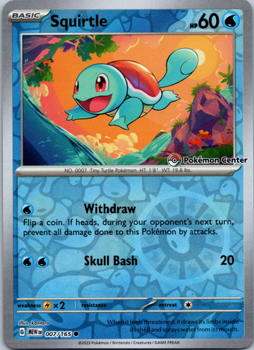 Squirtle - (Pokemon Center Exclusive) [007/165 ] - (SV Scarlet & Violet Promo Cards) Reverse Holofoil