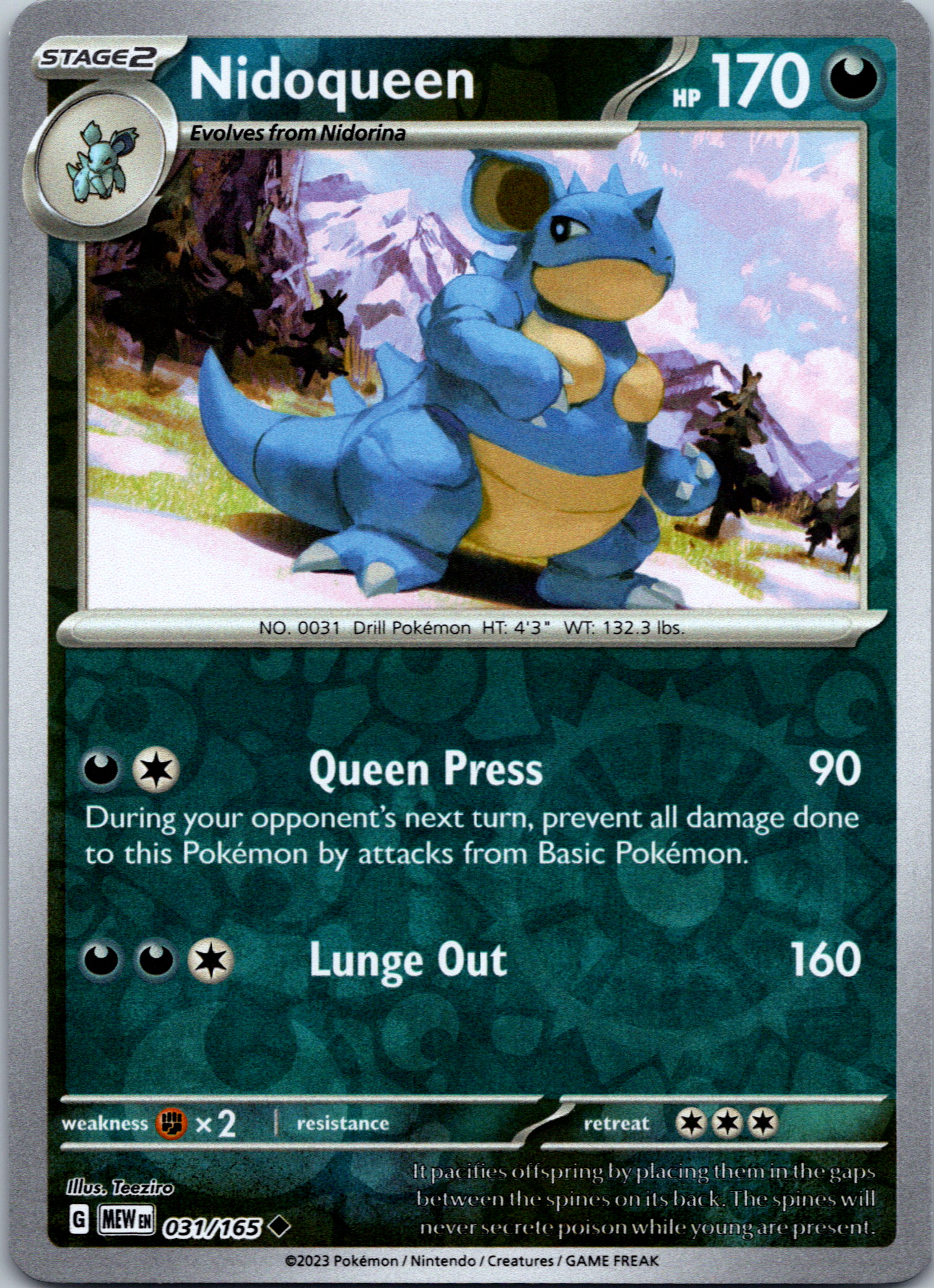 Nidoqueen (31/165) [Scarlet & Violet:  151] Reverse Holofoil