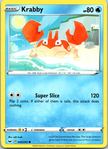 Krabby (043/202) (043/202) [SWSH01: Sword & Shield Base Set]