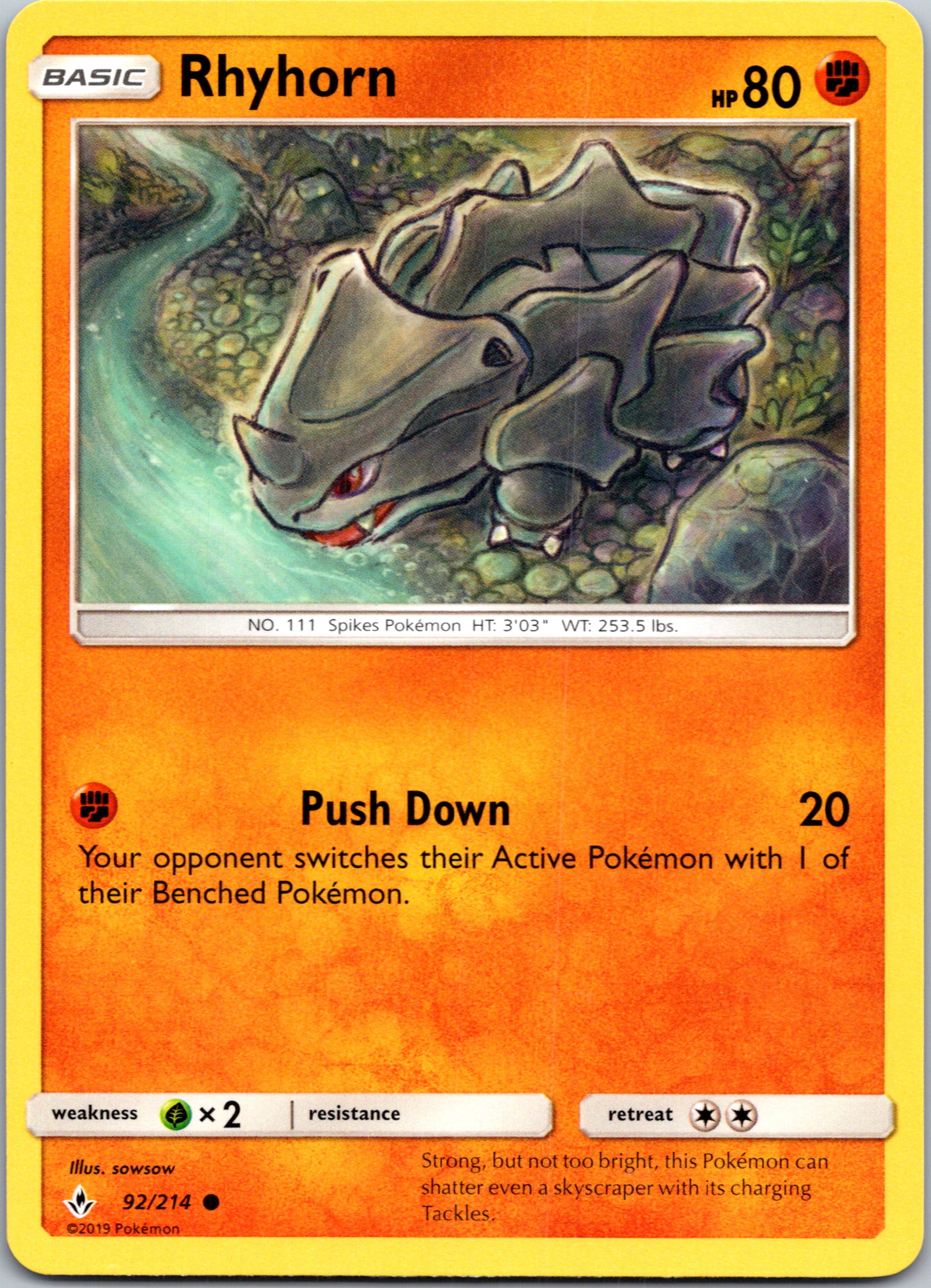 Rhyhorn (92/214) [Sun & Moon: Unbroken Bonds]