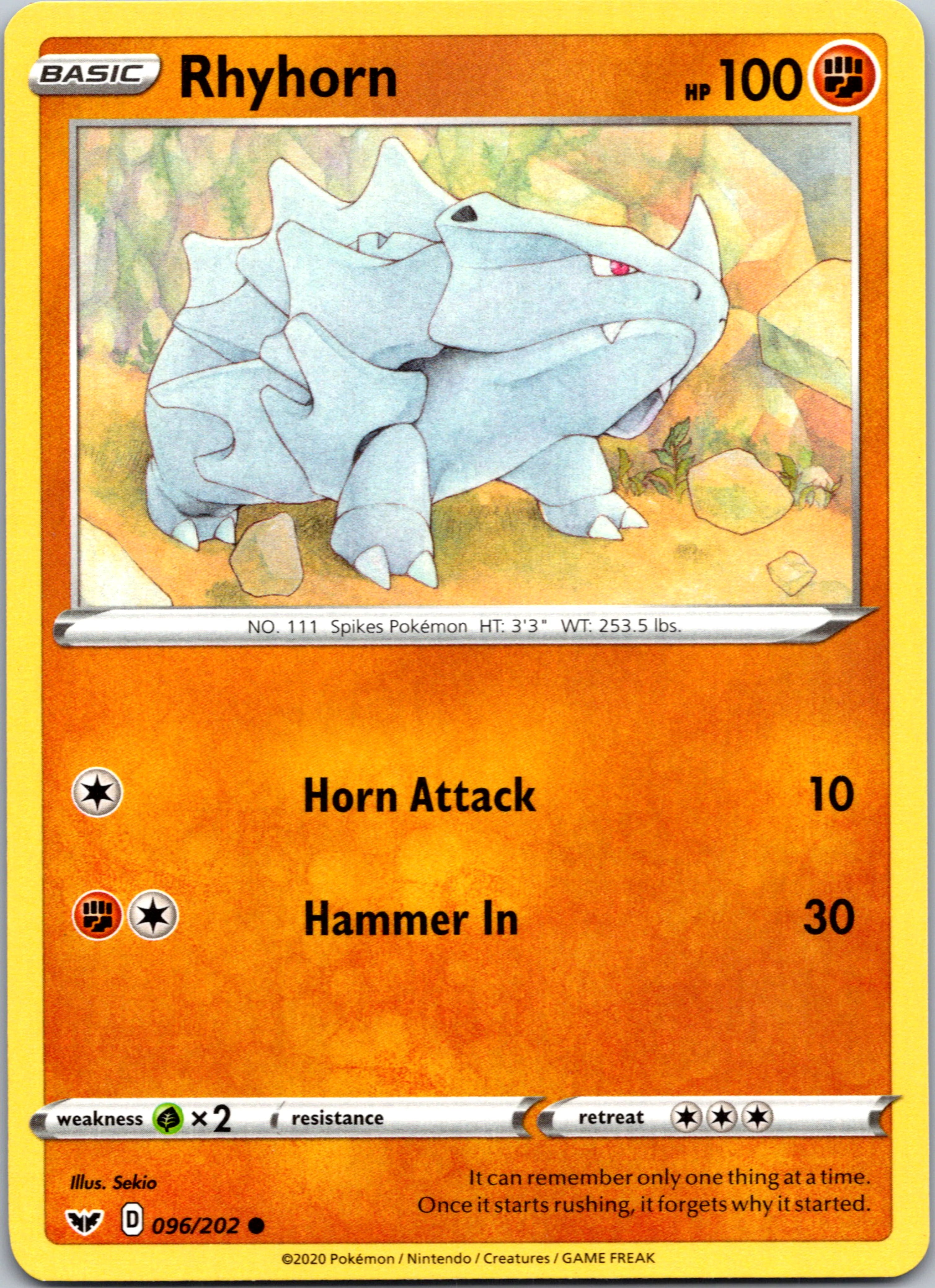 Rhyhorn (096) (096/202) [SWSH01: Sword & Shield Base Set]