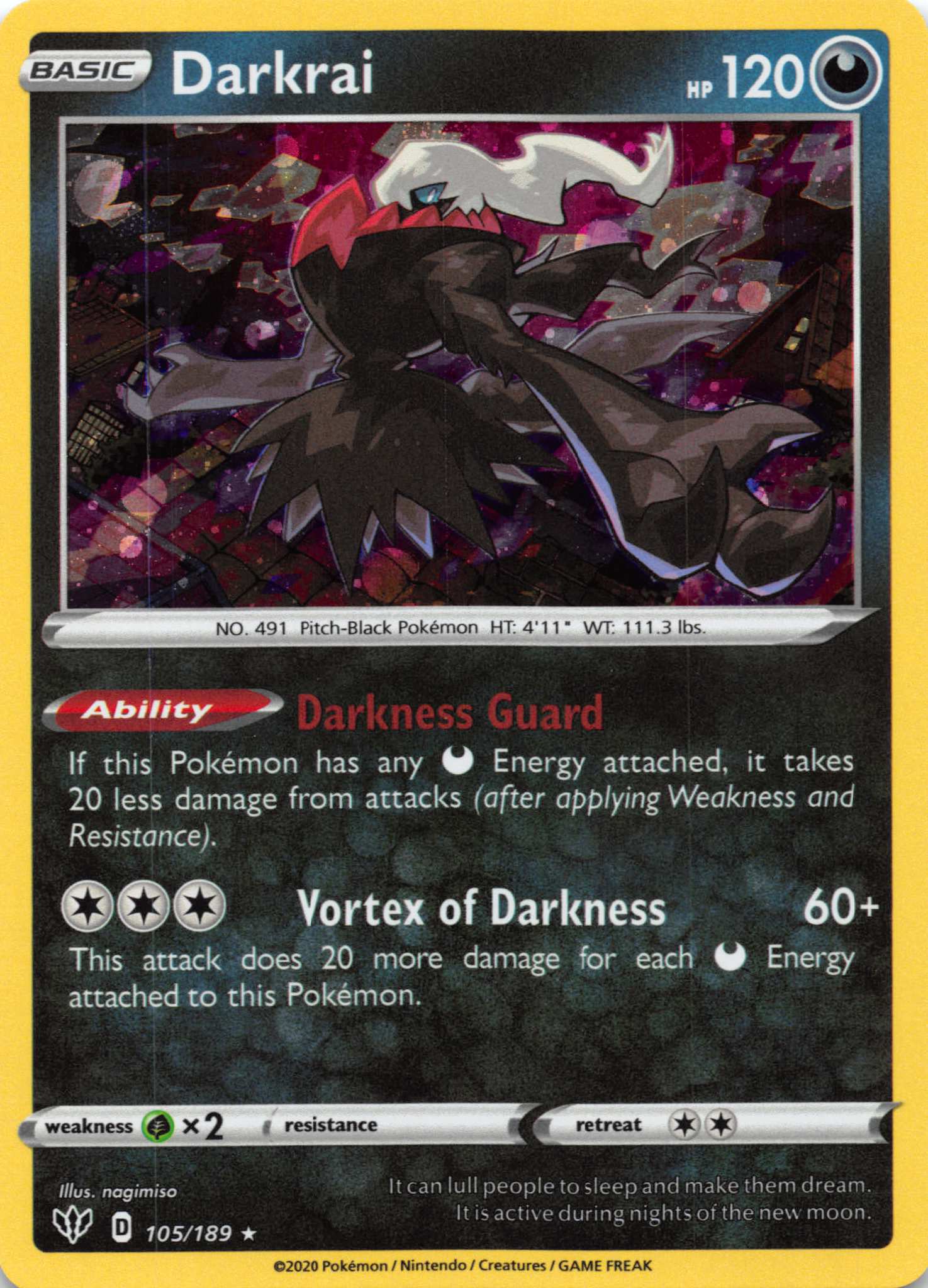 Darkrai (105/189) (Cosmos Holo) [Sword & Shield: Darkness Ablaze]