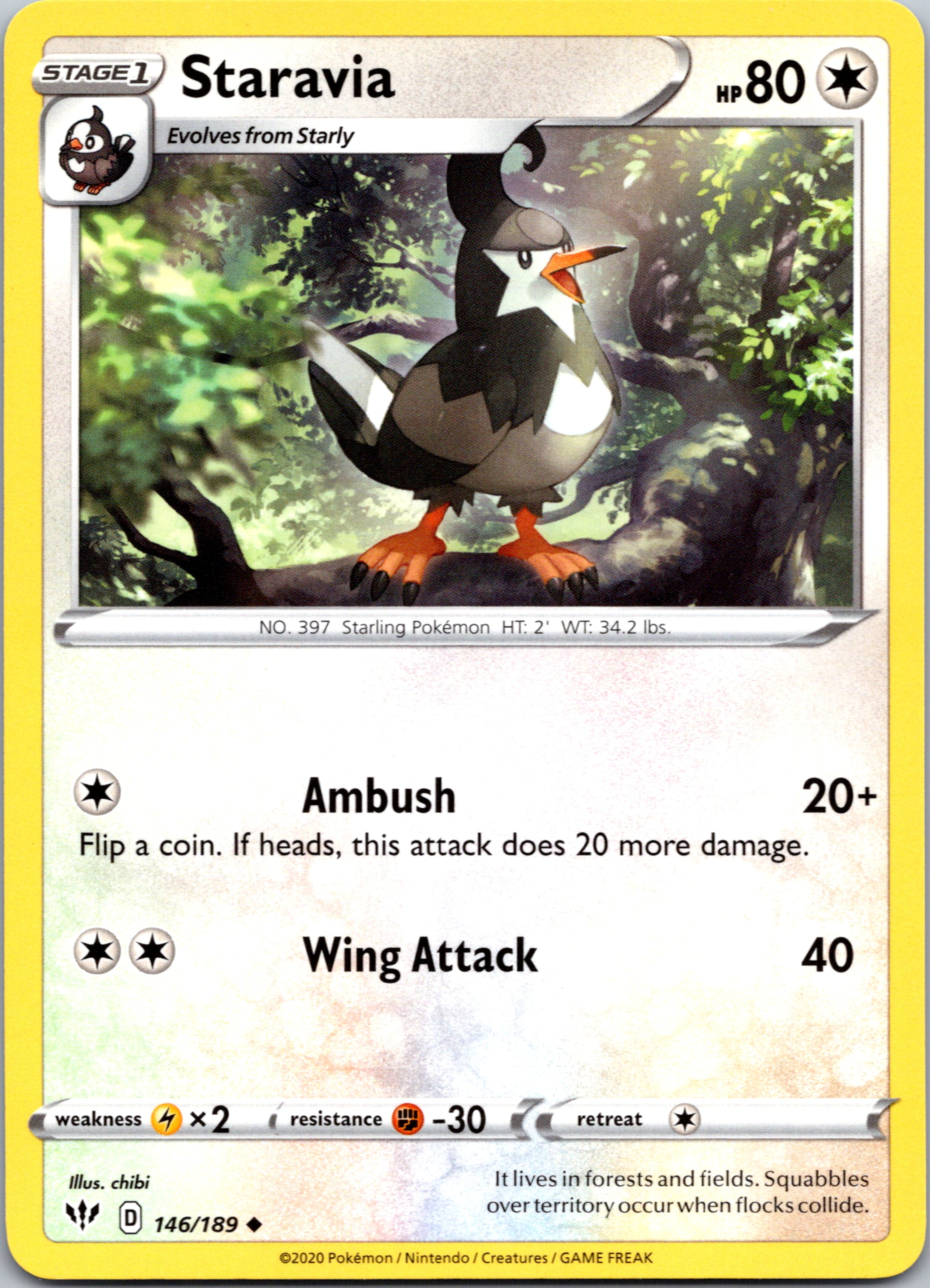 Staravia (146/189) [SWSH03: Darkness Ablaze]