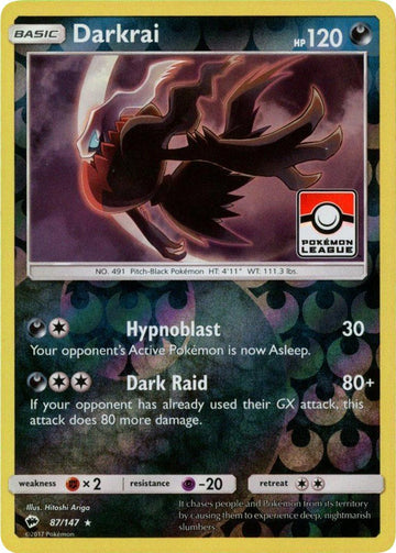 Darkrai (087/147) (League Promo) [Sun & Moon: Burning Shadows]