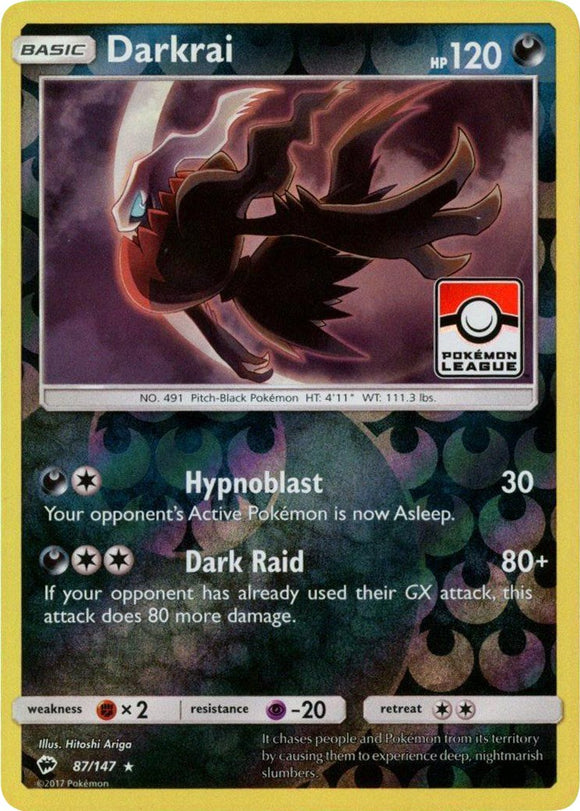 Darkrai (087/147) (League Promo) [Sun & Moon: Burning Shadows]