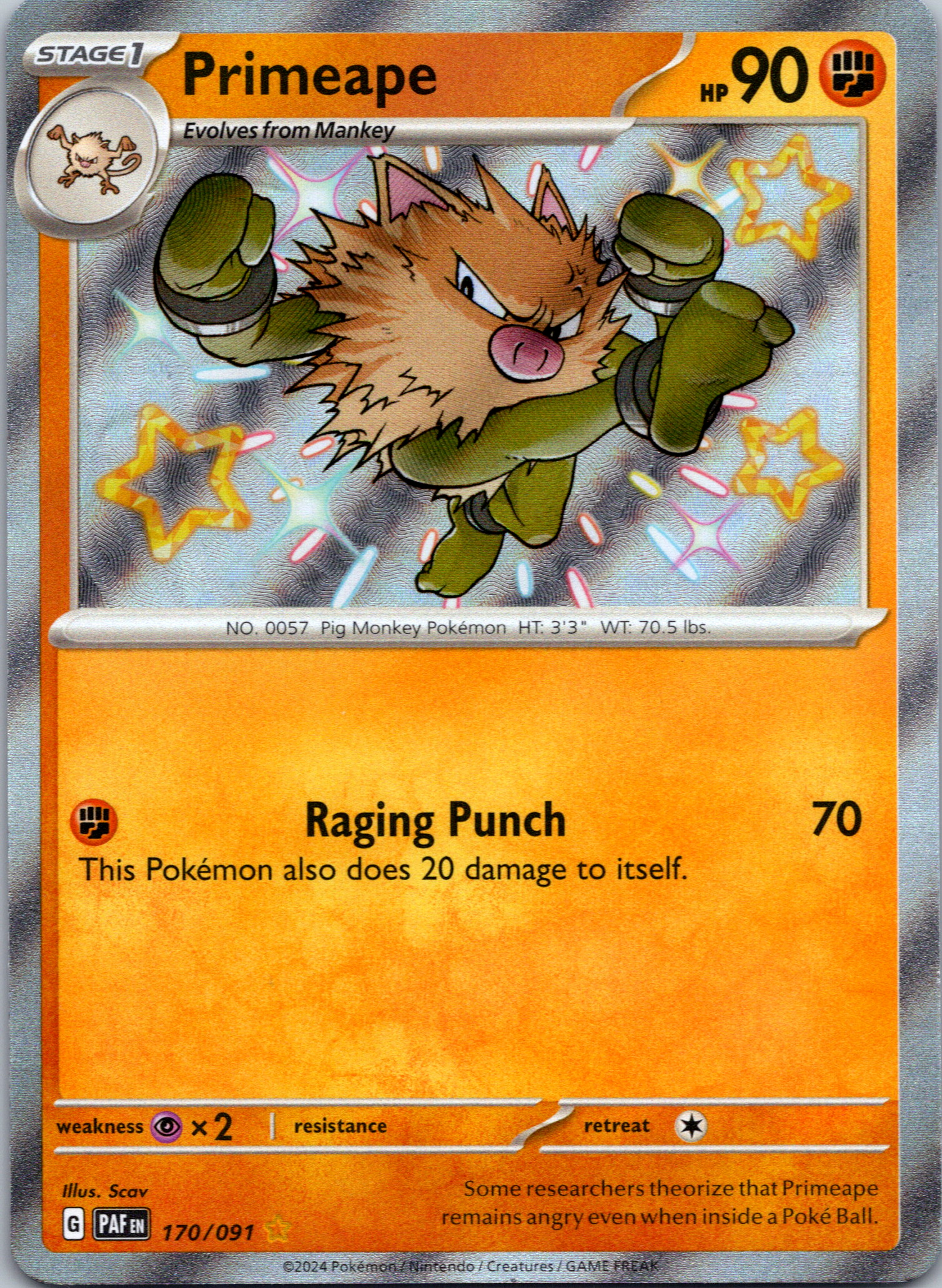 Primeape [170/091] - (Paldean Fates) Holofoil