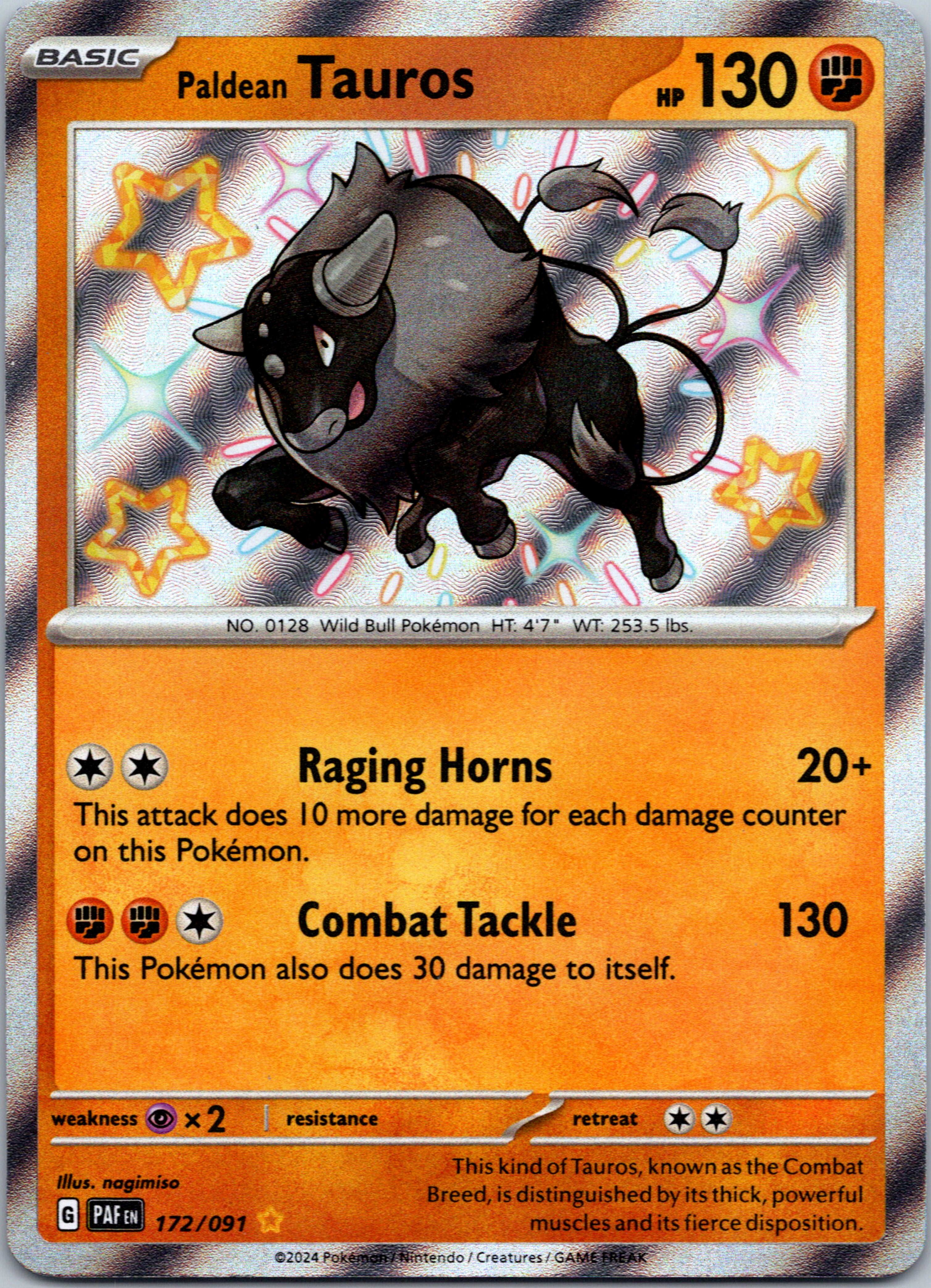 Paldean Tauros [172/091] - (Paldean Fates) Holofoil