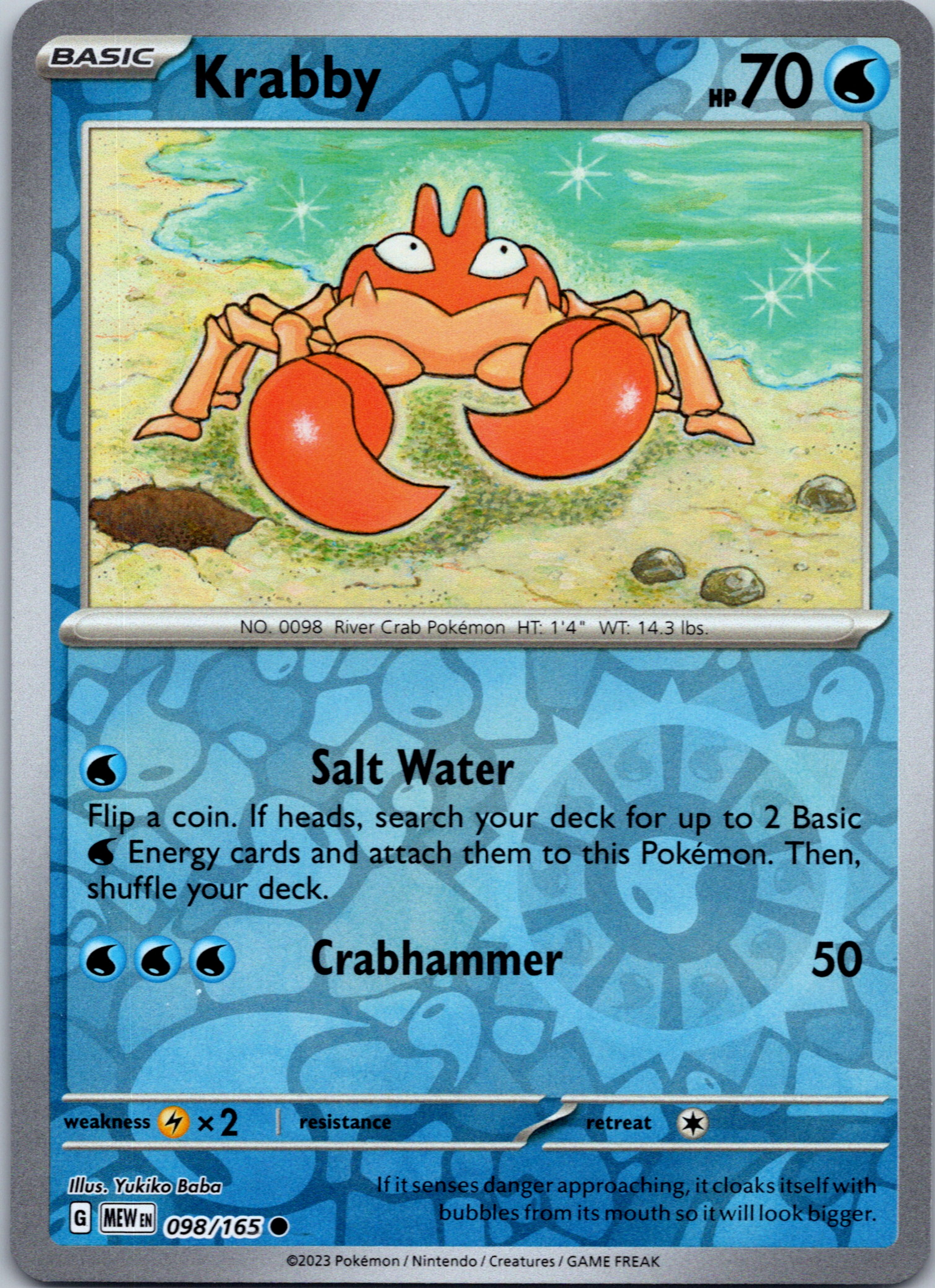 Krabby (098/165) [Scarlet & Violet:  151] Reverse Holofoil