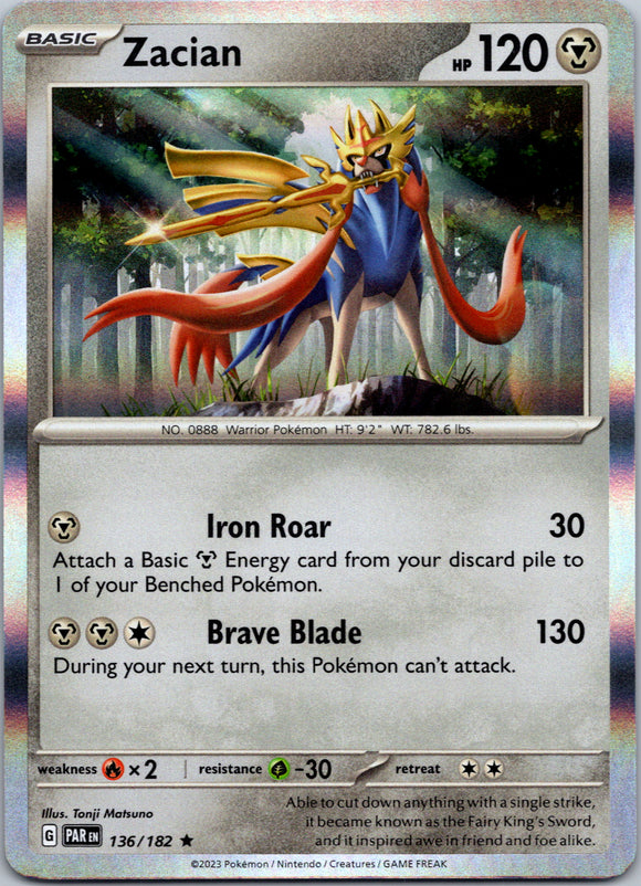Zacian (136/182) - [Scarlet & Violet: Paradox Rift] Holofoil