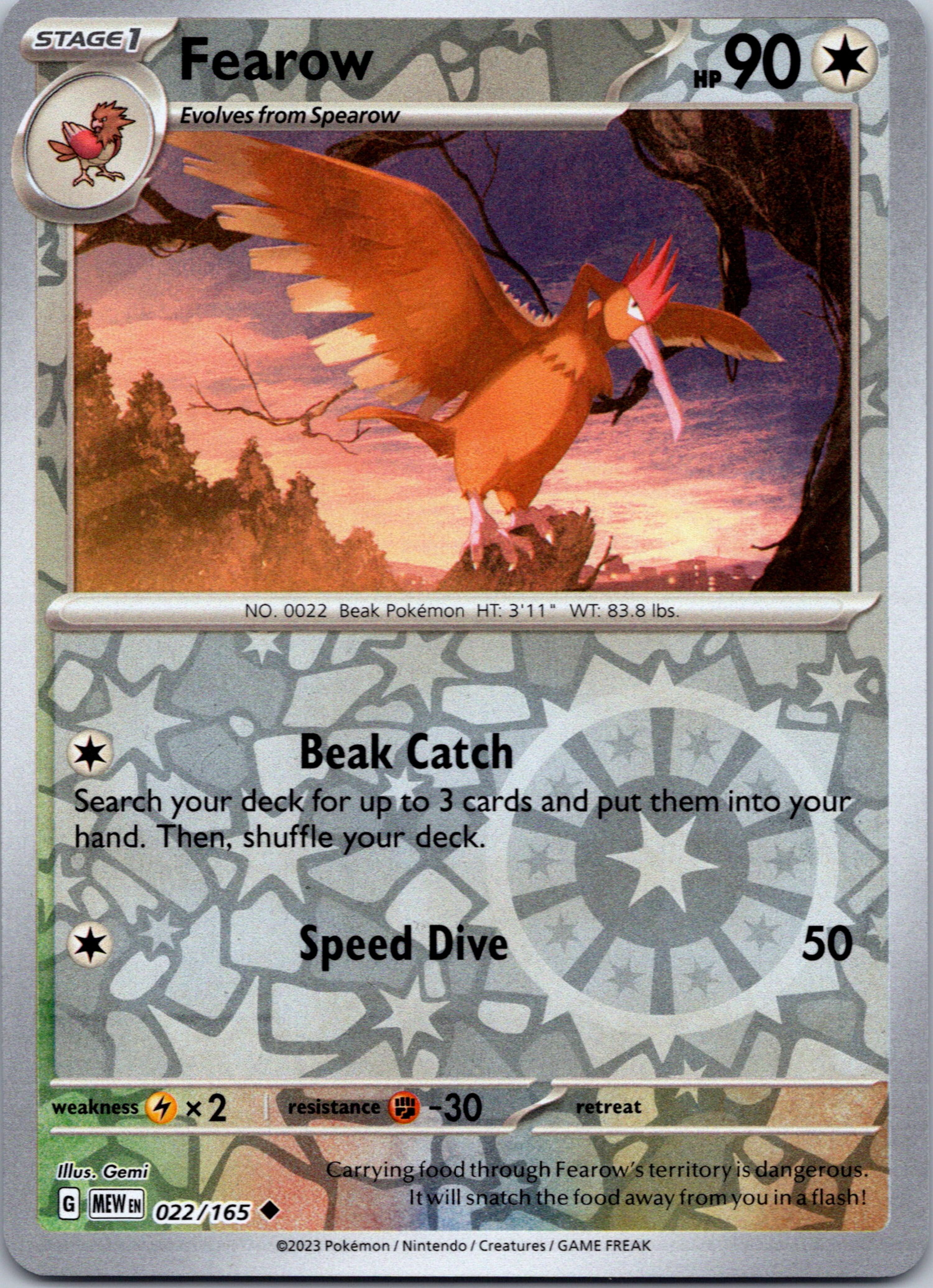 Fearow (022/165) [Scarlet & Violet:  151] Reverse Holofoil