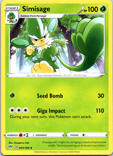 Simisage (007/189) [SWSH03: Darkness Ablaze]