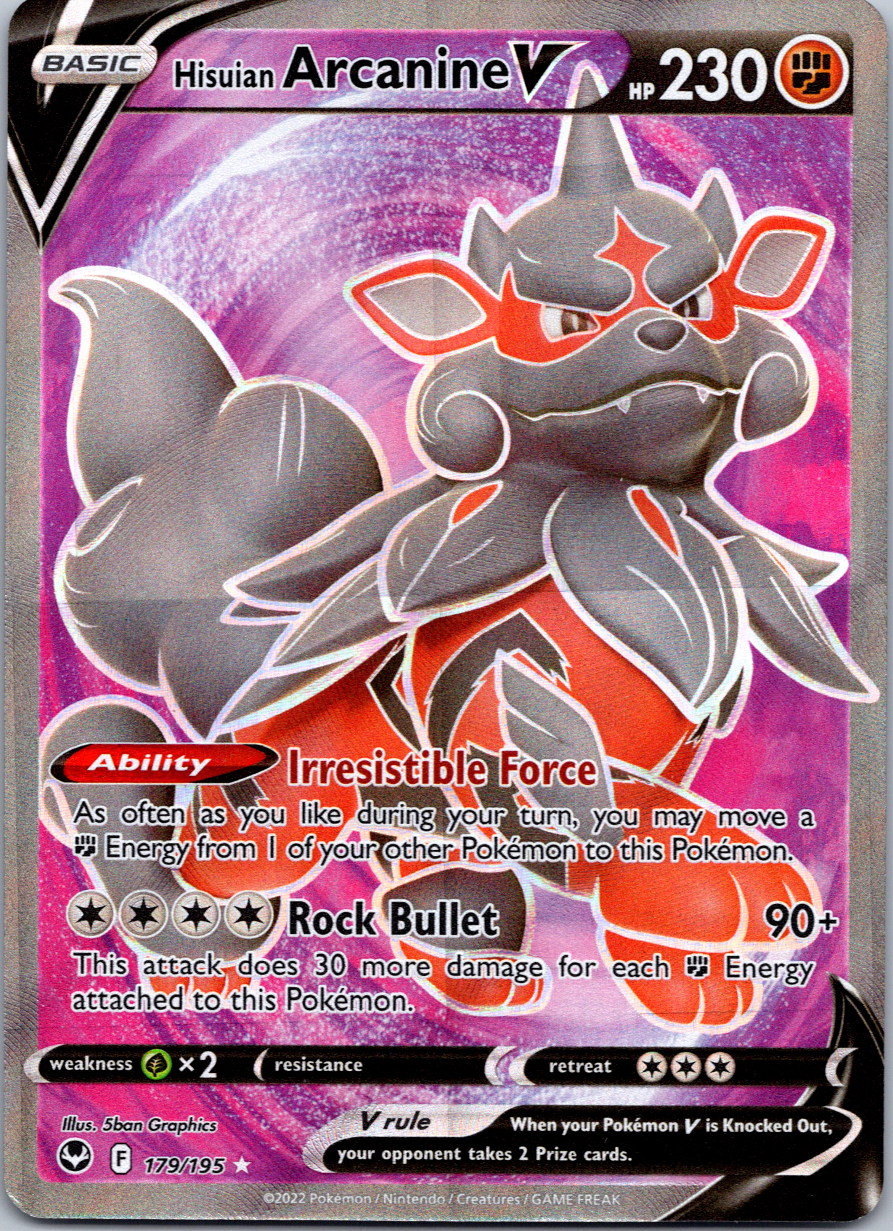 Hisuian Arcanine V (179/195) [Sword & Shield: Silver Tempest]