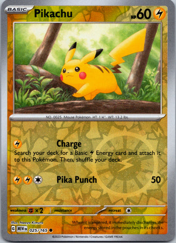 Pikachu (025/165) [Scarlet & Violet:  151] Reverse Holofoil
