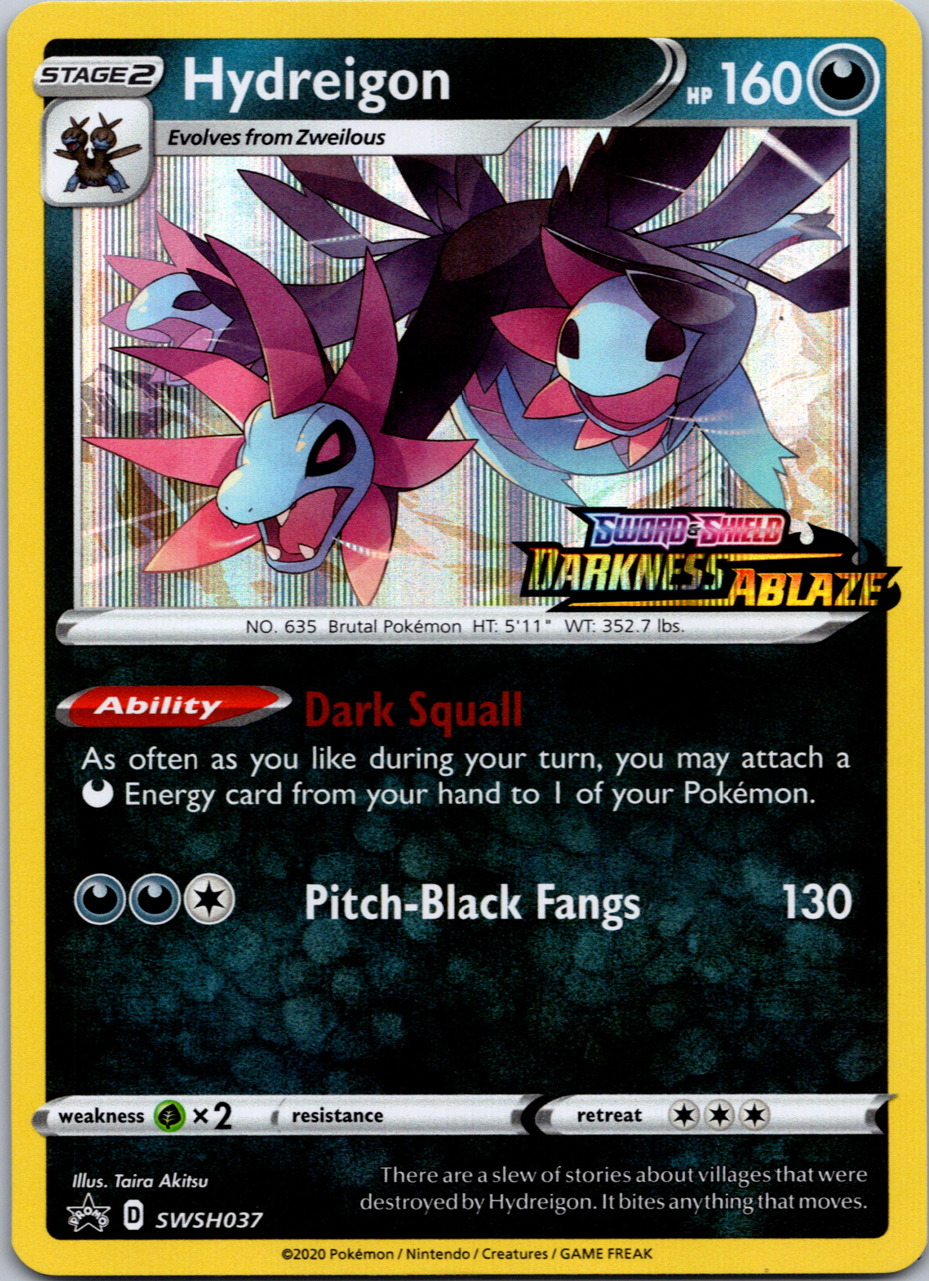 Hydreigon (SWSH037) (Prerelease Promo) [Sword & Shield: Black Star Promos]