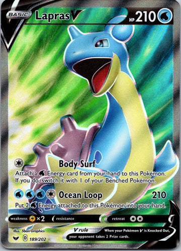 Lapras V (Full Art) (189/202) [SWSH01: Sword & Shield Base Set]