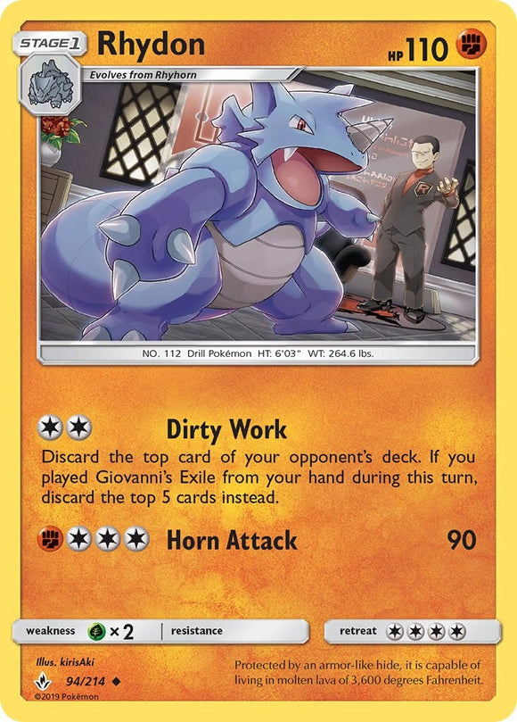 Rhydon [94/214] [Unbroken Bonds] Reverse Holofoil