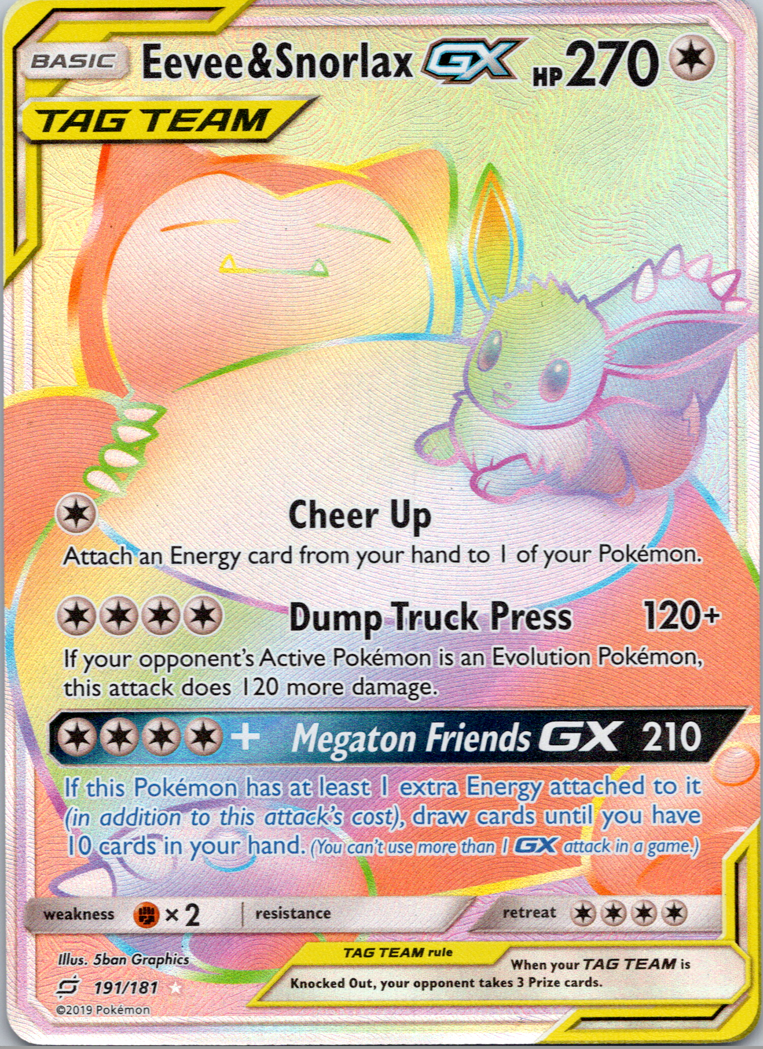 Eevee & Snorlax GX (191/181) [Sun & Moon: Team Up]