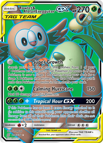 Rowlet & Alolan Exeggutor GX [214/236] [Unified Minds] Holofoil