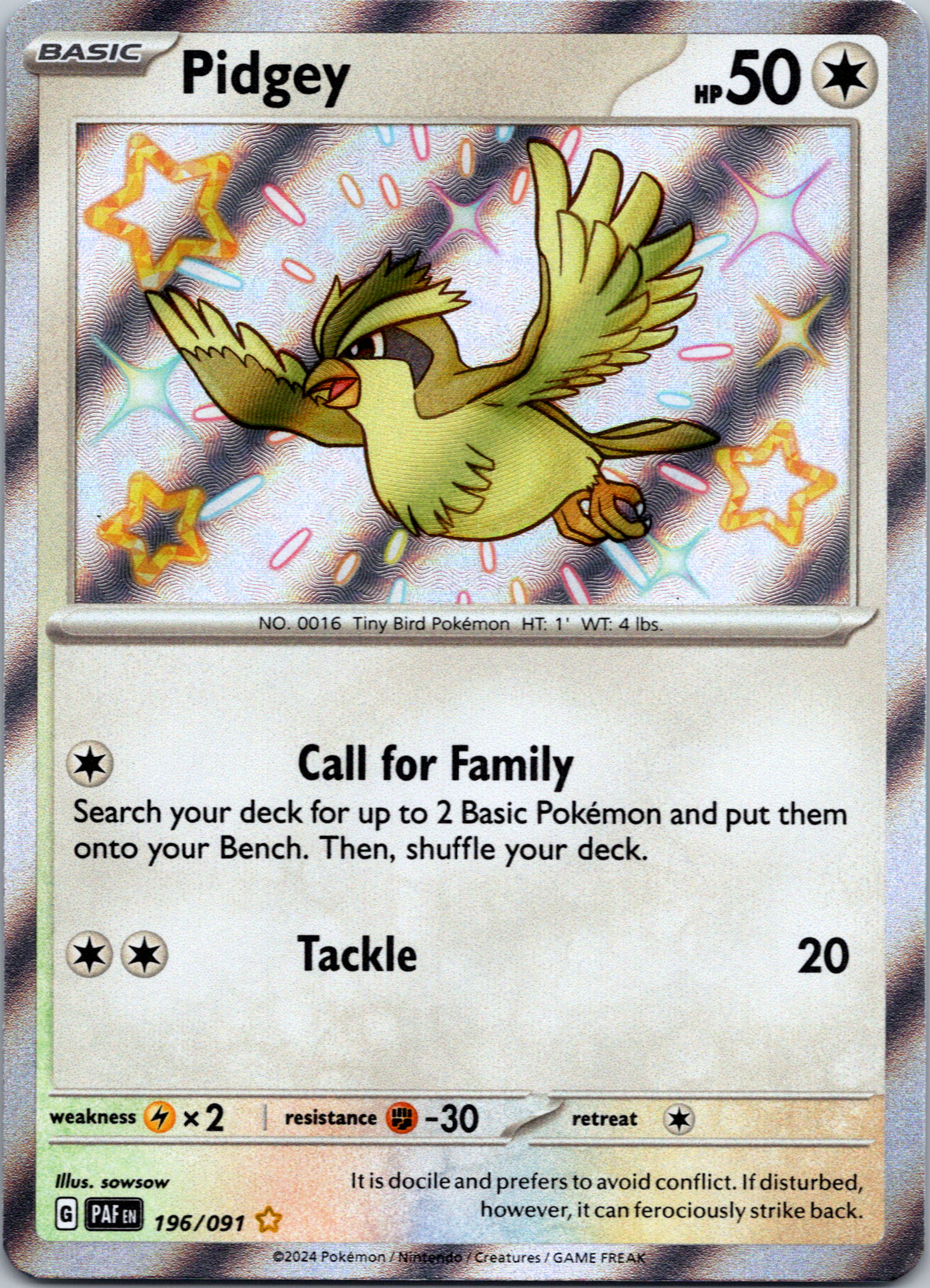 Pidgey [196/091] - (Paldean Fates) Holofoil