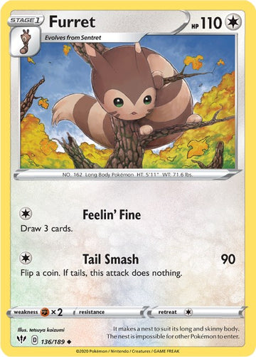 Furret (136/189) [SWSH03: Darkness Ablaze]