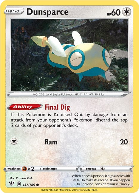 Dunsparce [137/189] [Darkness Ablaze] Reverse Holofoil