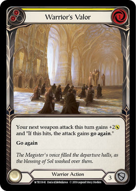 Warrior's Valor (Yellow) [WTR130] [Welcome to Rathe] 1st Edition Rainbow Foil