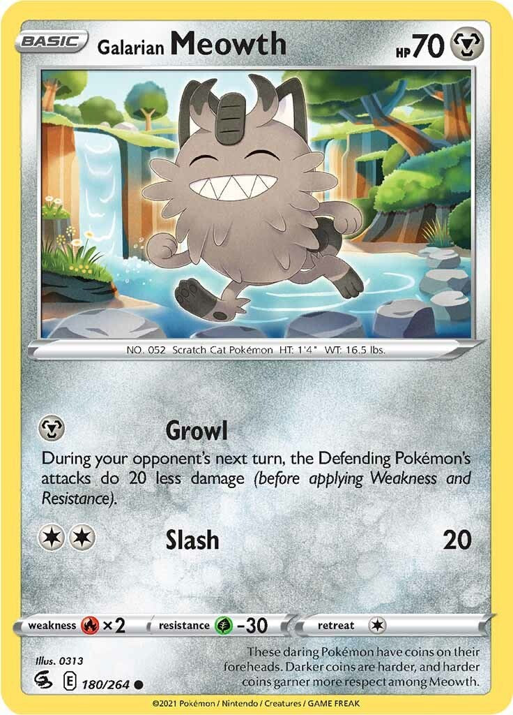 Galarian Meowth [180/264] [Fusion Strike] Reverse Holofoil