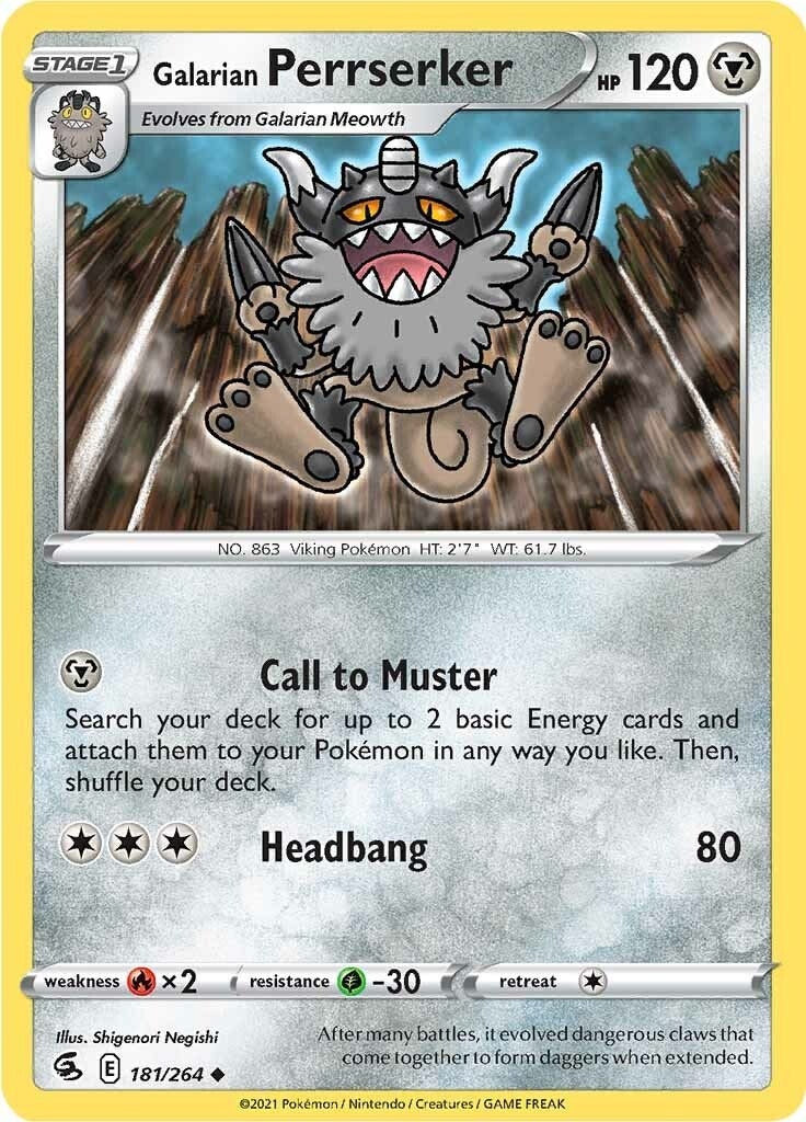 Galarian Perrserker [181/264] [Fusion Strike] Reverse Holofoil