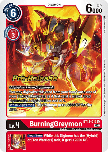 BurningGreymon [BT12-013 U] [Across Time Pre-Release Cards] Foil