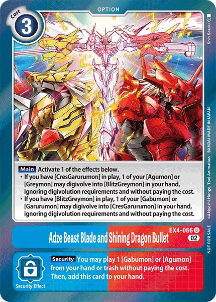 Adze Beast Blade and Shining Dragon Bullet (Alternate Art) [EX4-066] [Alternative Being Booster] Foil
