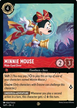 Minnie Mouse - Wide-Eyed Diver 016 (Disney Lorcana Promo Cards) Cold Foil