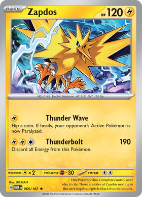 Zapdos [065/167] - (Twilight Masquerade) Reverse Holofoil