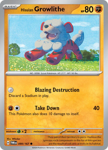 Hisuian Growlithe [099/167] - (Twilight Masquerade) Reverse Holofoil