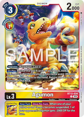 Agumon - BT12-034 (Official Tournament Vol.13 Winner Pack) [BT12-034 C] [Across Time] Foil