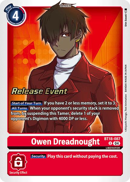 Owen Dreadnought [BT18-087 U] [Release Special Booster 2.0 Celebration Event Cards] Foil