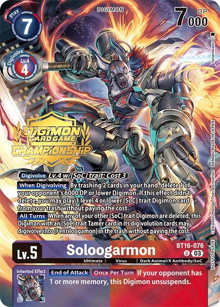 Soloogarmon (Championship 2024 Tamers Pack) [BT16-076 U] [Beginning Observer] Foil