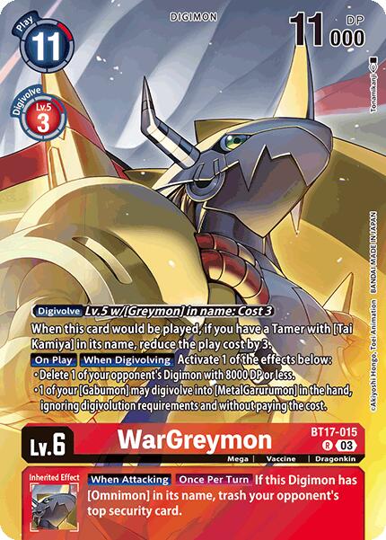 WarGreymon (Omnimon Binder Set) [BT17-015 R] [Secret Crisis] Foil