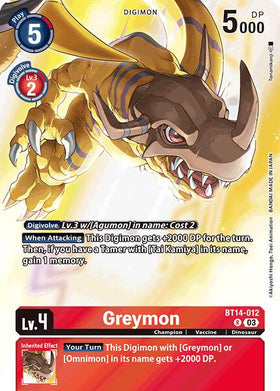Greymon (Omnimon Binder Set) [BT14-012 R] [Blast Ace] Foil