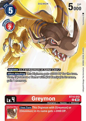 Greymon (Omnimon Binder Set) [BT14-012 R] [Blast Ace] Foil