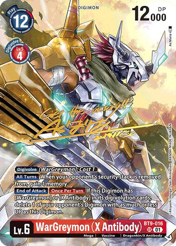 WarGreymon (X Antibody) (Rare Pull) [BT9-016 SR] [World Convergence] Foil