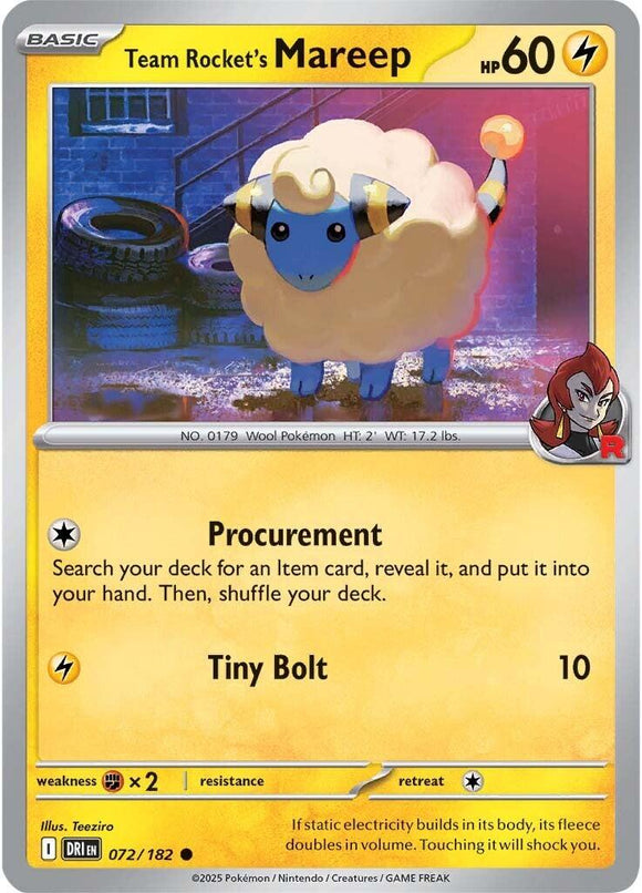 Team Rocket's Mareep [072/182] [Destined Rivals] Reverse Holofoil