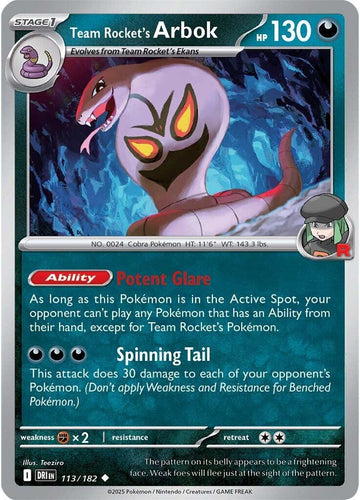 Team Rocket's Arbok [113/182] [Destined Rivals] Reverse Holofoil