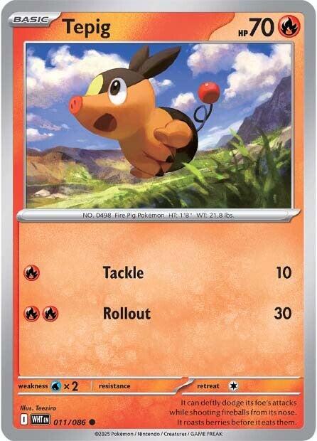 Tepig [011/086] [White Flare] Reverse Holofoil