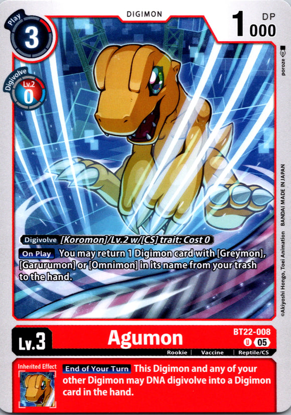 Agumon [BT22-008 U] [Cyber Eden]
