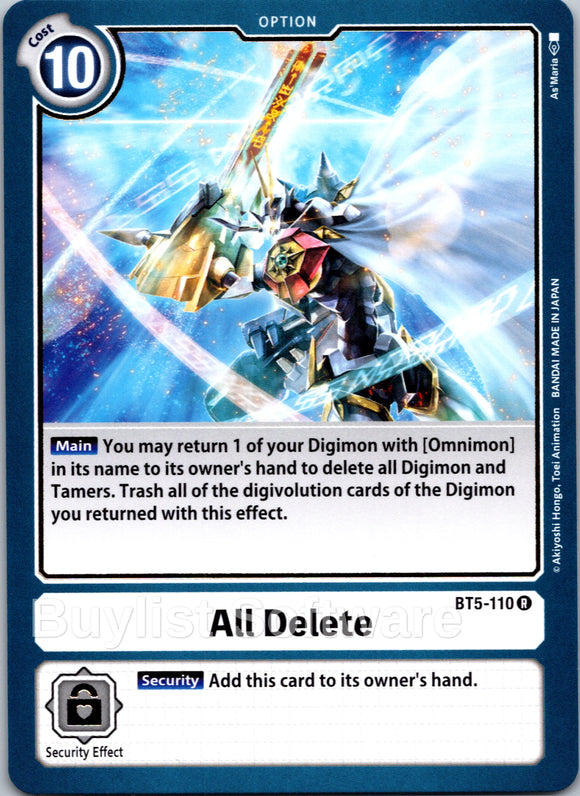 All Delete [BT5-110] [Battle of Omni] Normal