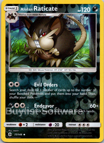 Alolan Raticate [77/149] [Sun & Moon Base Set] Reverse Holofoil