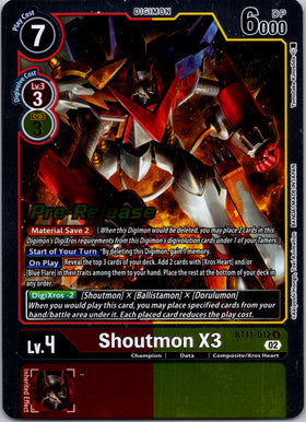 Shoutmon X3 [BT11-012] [Dimensional Phase Pre-Release Cards] Foil