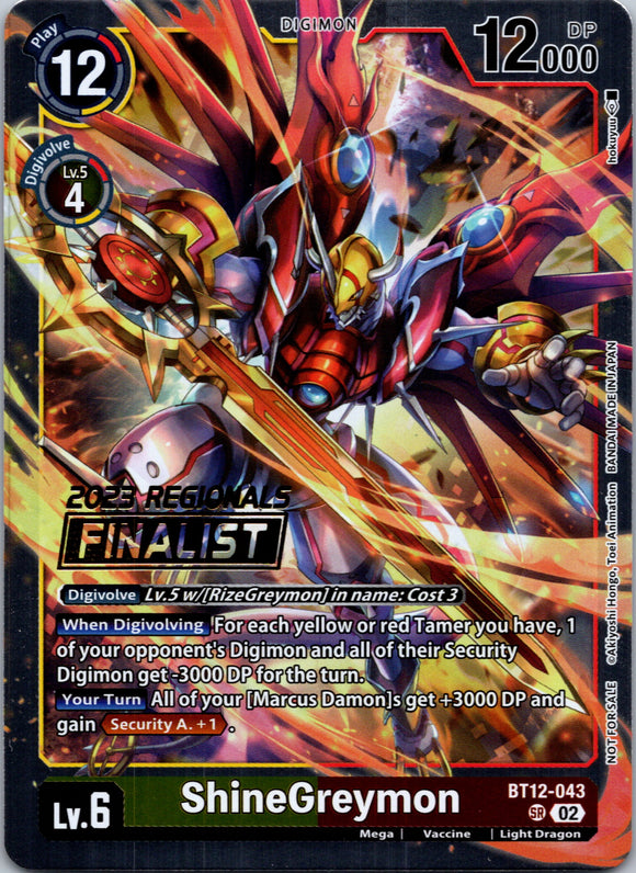 ShineGreymon (2023 Regionals Finalist) [BT12-043] [Across Time] Foil